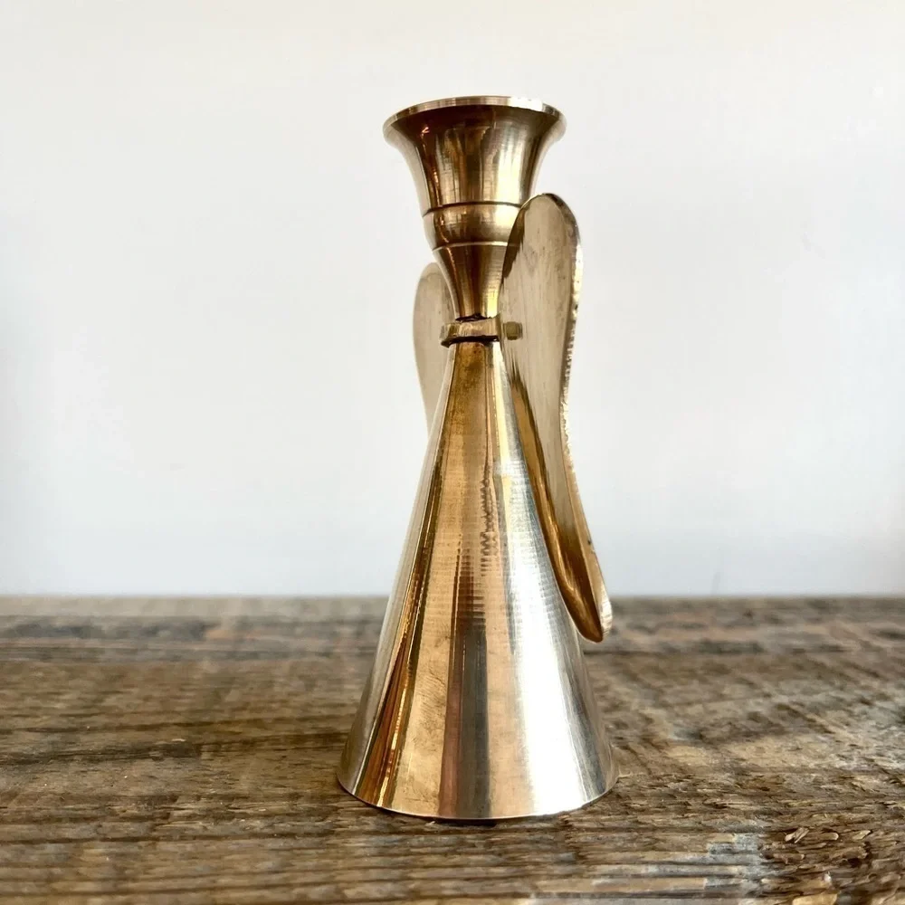Brass delicate angel candlesticks set of 2